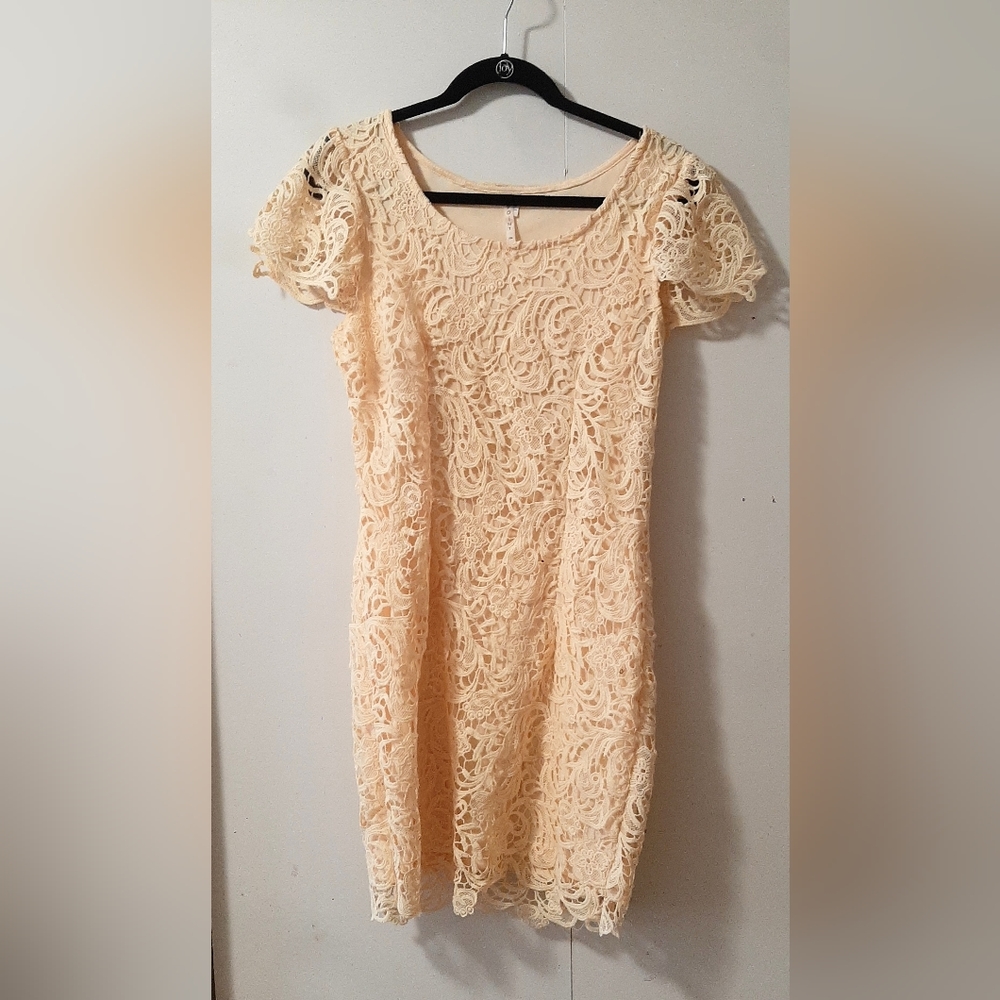 Lacy yellow mini dress